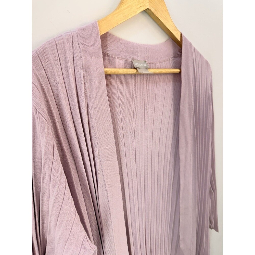 Chico’s Womens Siz 1 (Small) Cardigan Sweater Open Front Stretch Light Purple - Picture 2 of 16